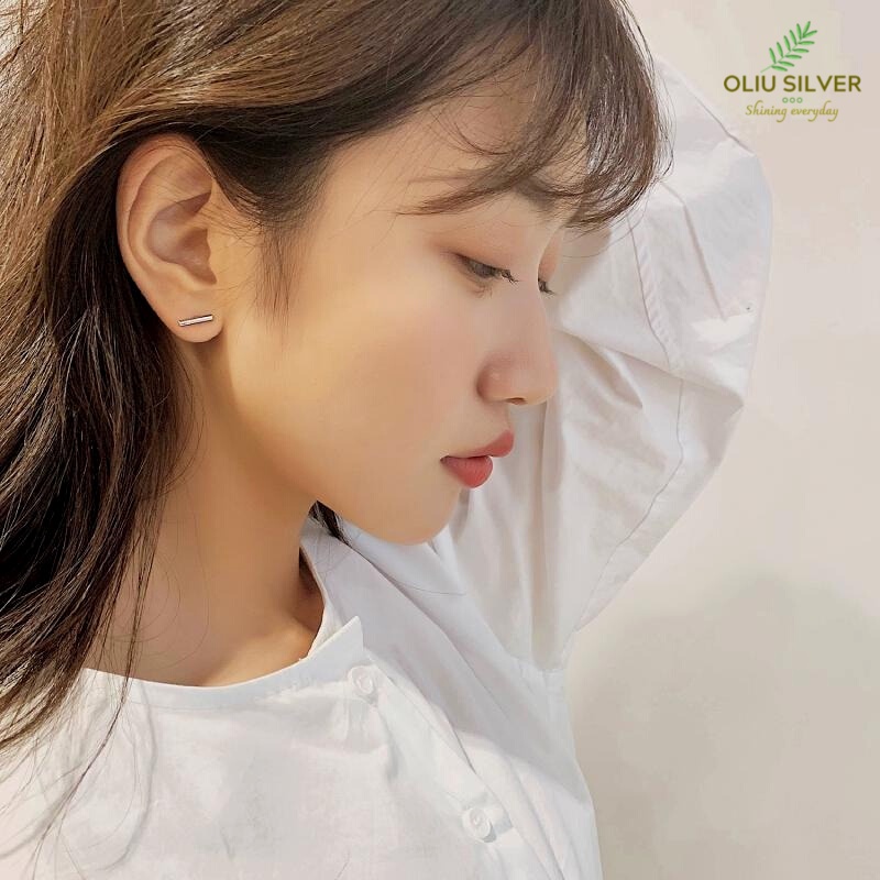 Bông Tai Bạc S925 Chữ T Trẻ Trung Cá Tính | Khuyên Tai Nữ Trang Sức Bạc Thời Trang