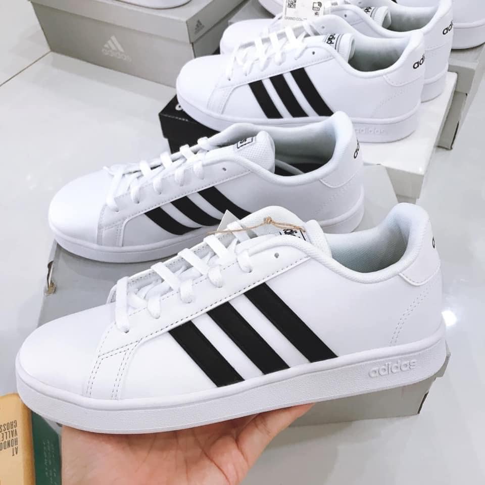 Giày Nữ Adidas Grand Court White Black