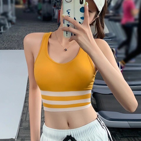 Áo Bra Nữ Thể Thao Tập Gym Croptop  Sọc Eo Co Giãn Có Đệm Ngực PINK STORE