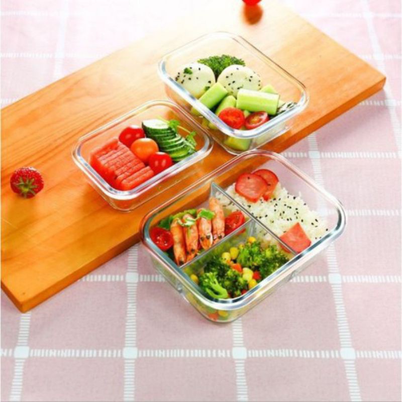 Hộp lạnh thủy tinh đựng thực phẩm chia ngăn