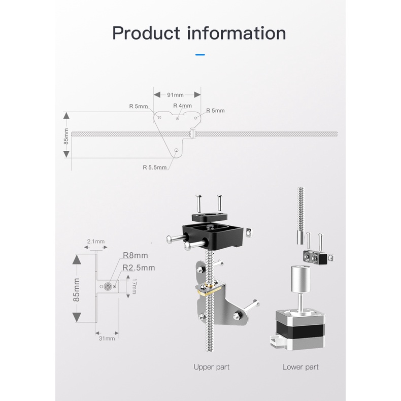 Bộ nâng cấp trục vitme đôi Dual Screw Rod Upgrade Kit cho dòng máy in 3d Creality Ender 3...