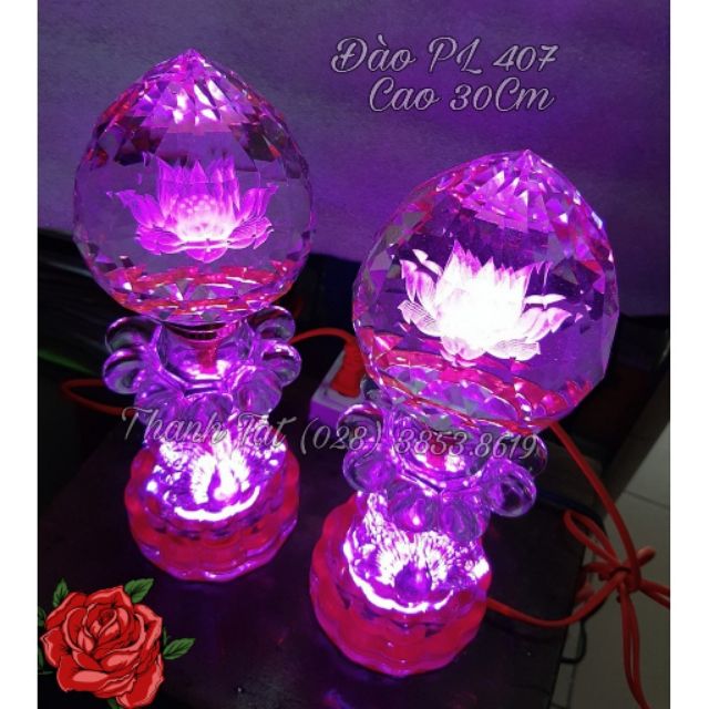 Bộ Đèn Thờ Pha Lê Trái Đào 3D 407