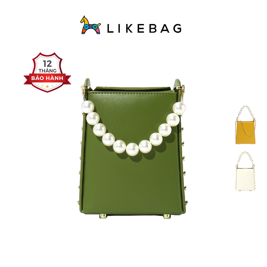 Túi xách nữ đeo vai, cầm tay LIKEBAG form vuông mini phối ngọc trai sang trọng XK289 - LIBAGI