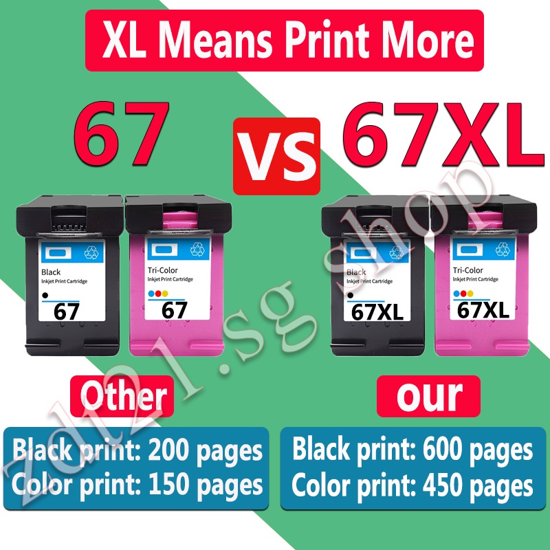 Hộp Mực HP 67 HP67 HP67XL Tương Thích Với HP 2700 2723 2752 2330 2332 2333 6055 6420 6452 4152 4140 4155