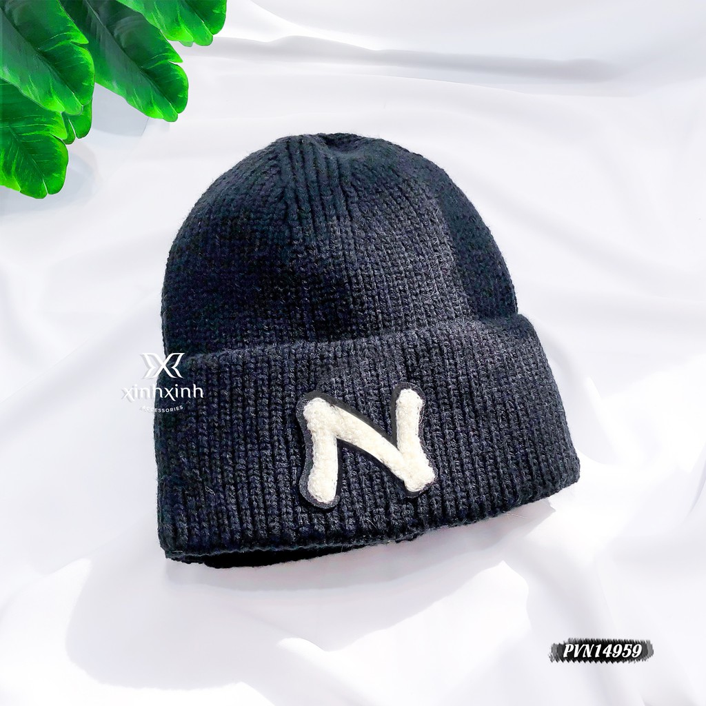 Mũ len chữ bông viền đen chất lượng cao cấp phong cách Hàn Quốc - Xinh Xinh Accessories
