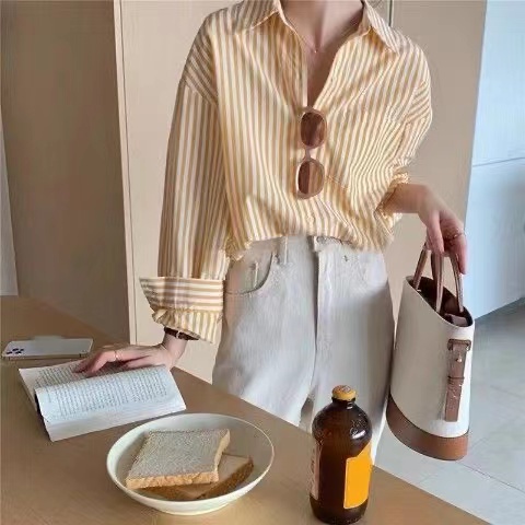 Hàng Mới Về Áo Sơ Mi Dài Tay Dáng Rộng Phong Cách Hàn Quốc Baju Wanita Lengan Panjang Hàng Mới Dành Cho Bạn Nữ