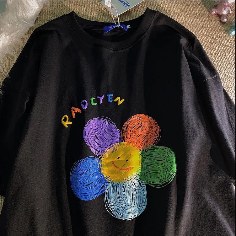 Áo Thun Tay Ngắn Dáng Rộng Phong Cách retro Cho Cặp Đôi