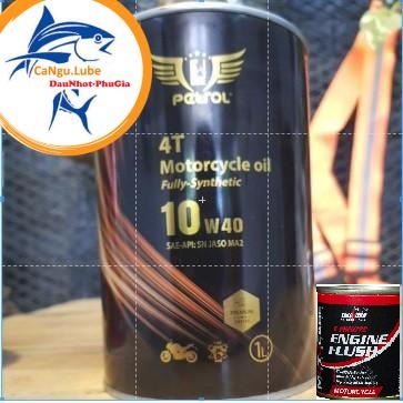 Nhớt xe máy Petrol power 1 10W40, sạch động cơ bằng súc động cơ thunder trước khi thay nhớt petrol Power 1