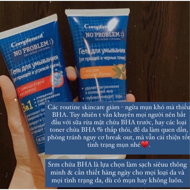 Sữa rửa mặt Compliment No Problem giảm viêm, ngừa mụn 200ml - Chính Hãng
