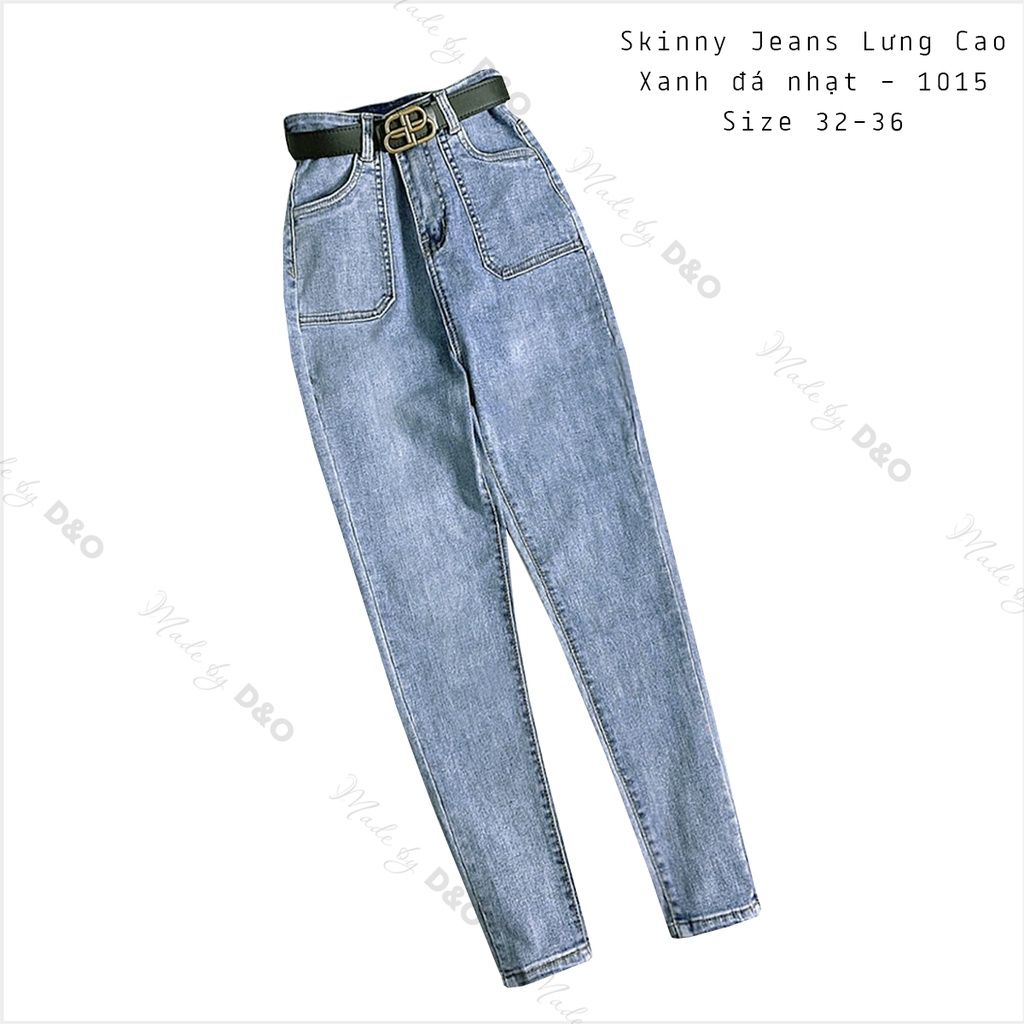 Quần Skinny Jeans Bigsize, Xanh Nhạt Túi Hộp 1015, Lưng Siêu Cao, Co Giãn Mạnh [Size 32-36]