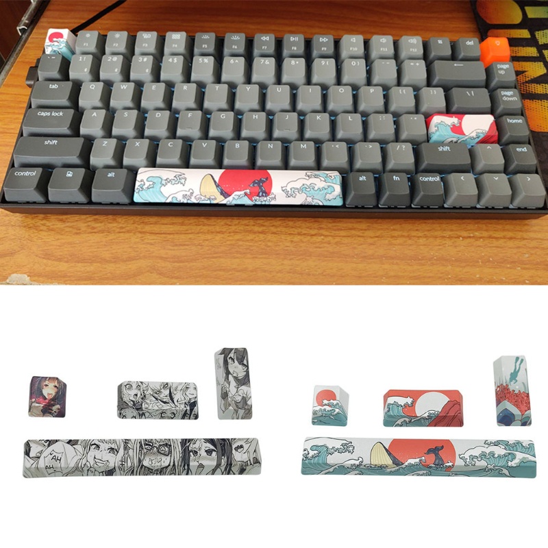 Set 4 Nắp Đậy Phím Cách Âm PBT 6.25U OEM Hình San Hô / Cô Gái Hoạt Hình