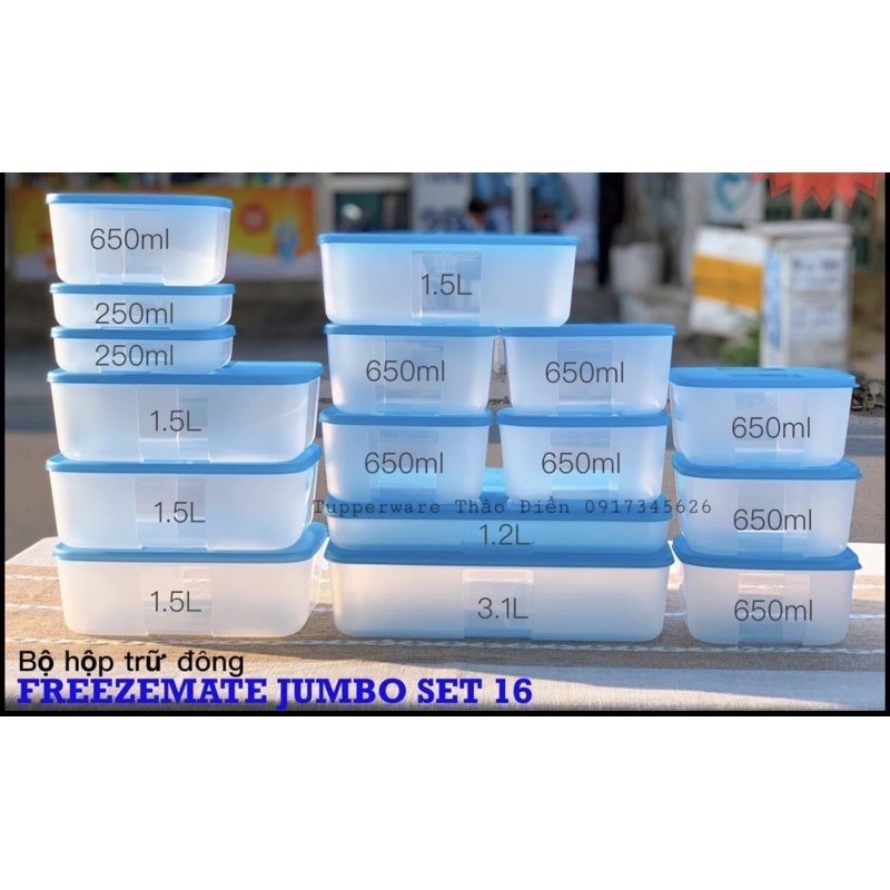 Bộ trữ đông Tupperware 16 hộp Freezermate Jumbo - Chính hãng Tupperware Việt Nam phân phối chính hãng