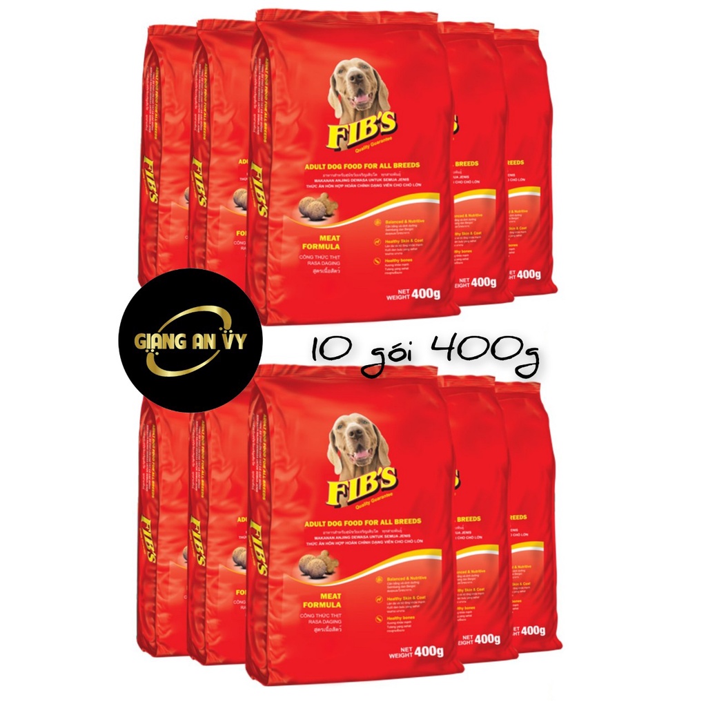 Combo 10 gói 400g thức ăn hạt khô cho chó trưởng thành Fib s 400g