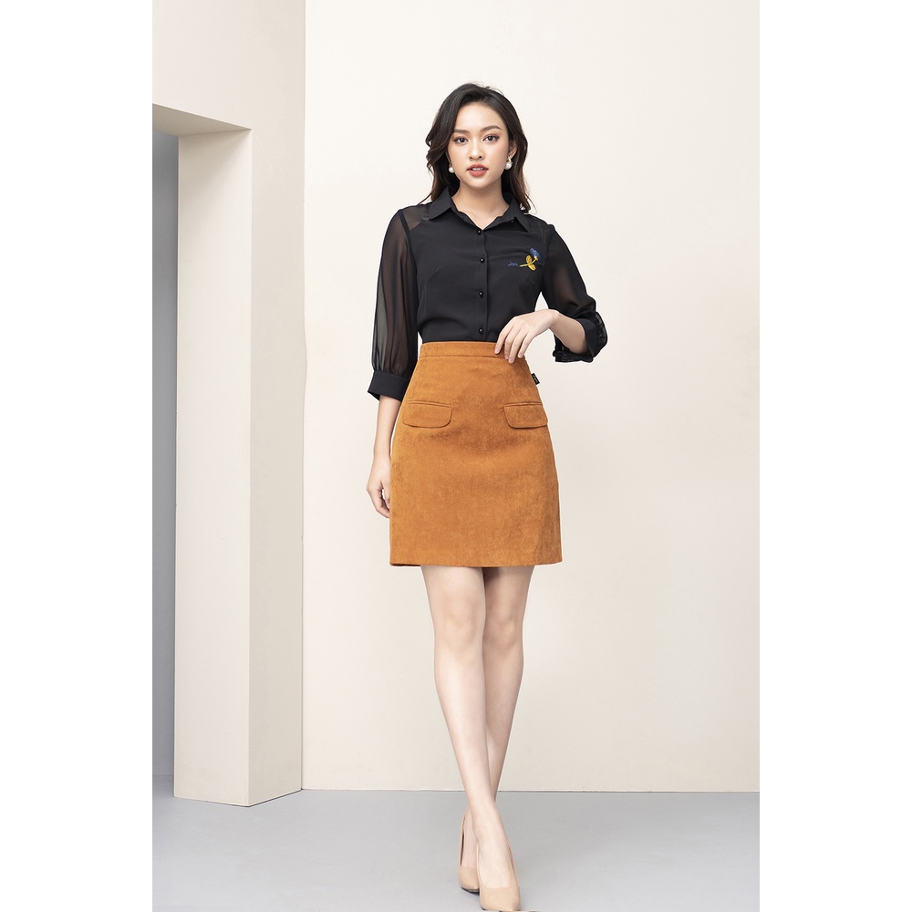 Áo Sơ Mi Phối Tay Voan Thêu Hoa Trước Luperi LFSM1185