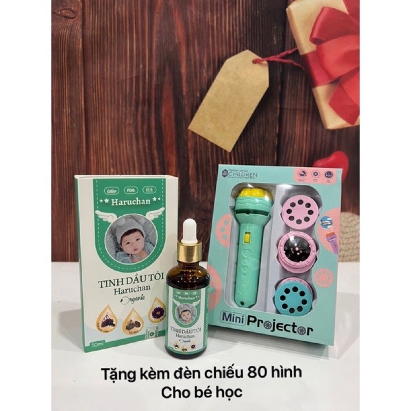 [ Tặng đồ chơi] TINH DẦU TỎI Organic Haruchan 50ml - kết hợp cơm cháy và cúc tím tăng kháng , chống táo bón