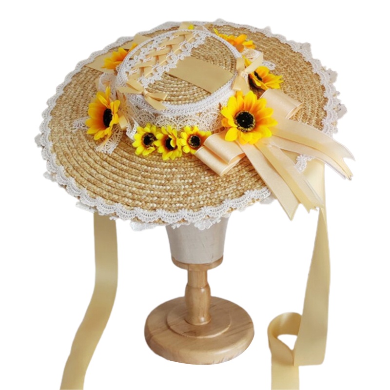 Băng Đô Cài Tóc Đính Nơ Ren Hoa Hướng Dương Phong Cách Lolita