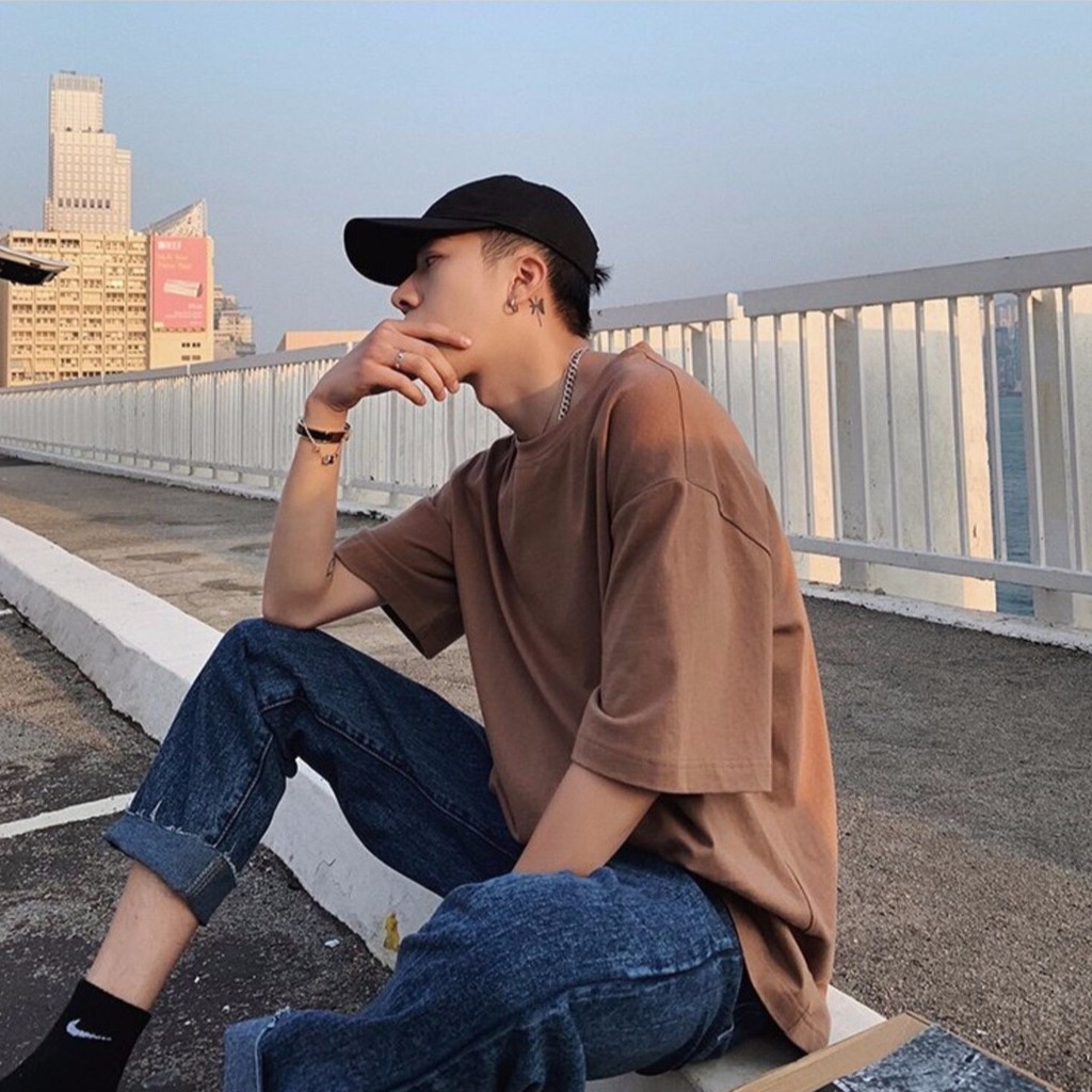 Áo thun tay lỡ unisex Basic Tea trơn nam nữ ulzzang Wind | BigBuy360 - bigbuy360.vn