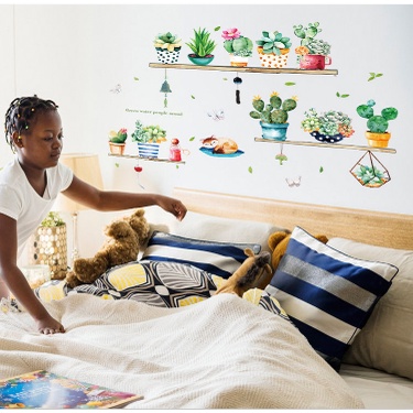 Decal dán tường, tranh dán tường xương rồng trang trí nhà cửa, quán cà phê hàng cao cấp - MyNa Mart