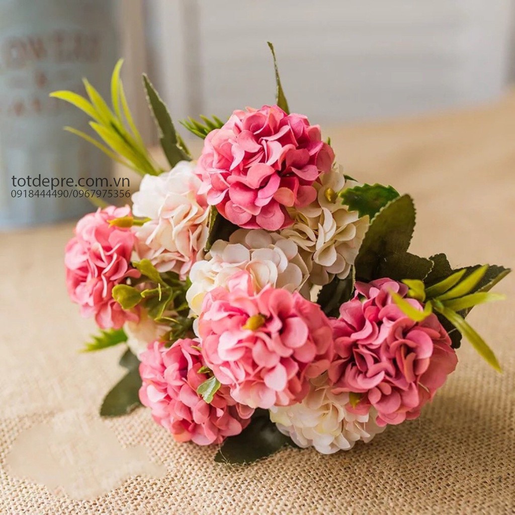 Chùm cẩm tú cầu mini tông màu Vintage - Hoa giả siêu đẹp