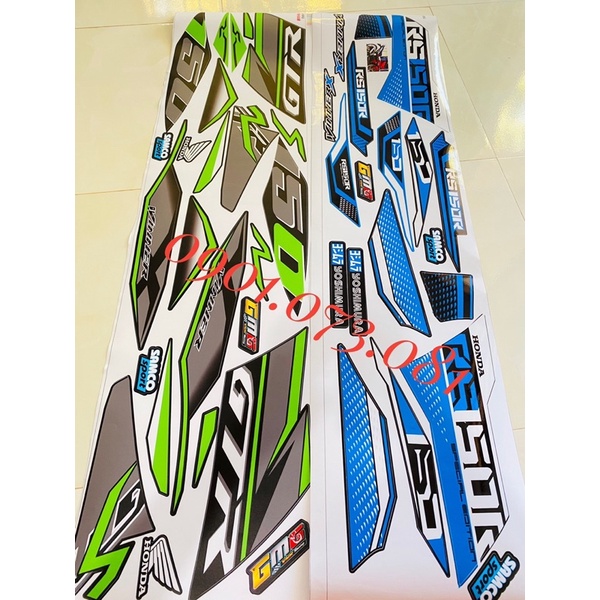 Tem xe Rs winner X đen xanh ( mẫu tem ép nhám)