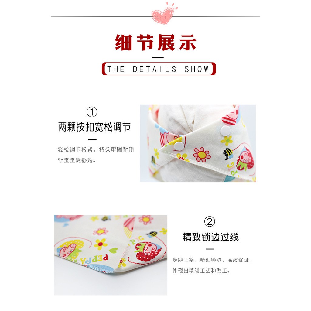 Yếm Ăn Tam Giác Hai Lớp Cài Nút Thời Trang Xuân Hè Cho Bé Sơ Sinh 0689