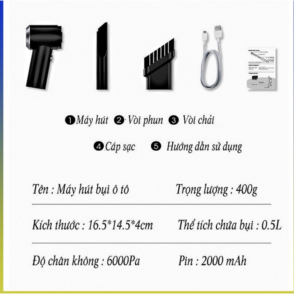 Máy hút bụi cầm tay mini không dây - Máy hút bụi đa năng lực hút siêu mạnh