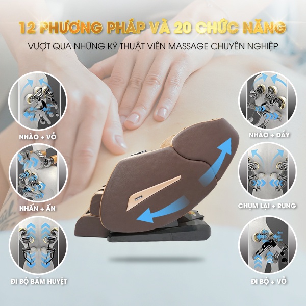 Bảo hành 10 năm ghế massage toàn thân Funiko F10 3D di chuyển massage thư giãn trị liệu chuyên sâu