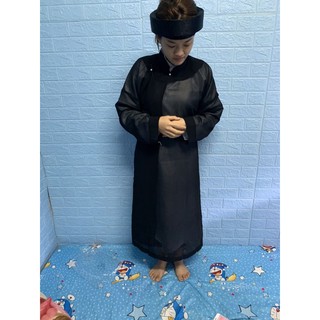 FREESHIP combo trọn 1 bộ siêu phẩm áo dài the đen nam nữ, áo the đen 2 lớp loại đẹp