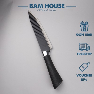 Dao bếp Nhật Bản Bam House lưỡi thép siêu bén cán cao su cao cấp mũi nhọn DGSN02