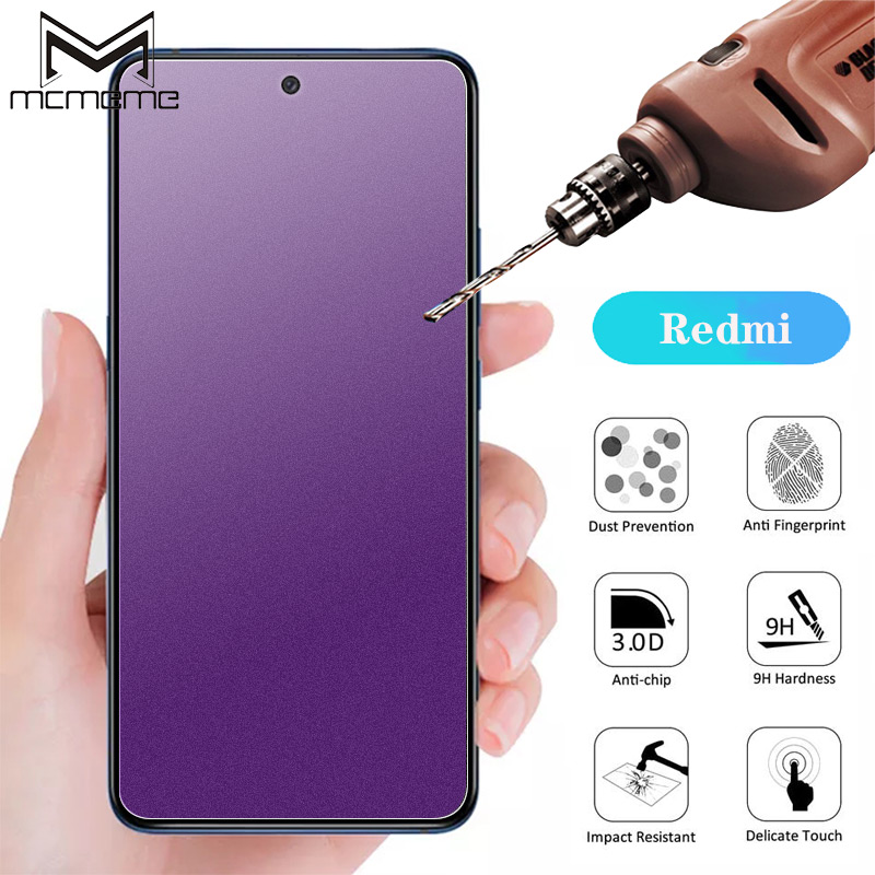 Kính cường lực chống bám vân tay toàn màn hình ánh tím tia sáng xanh cho Xiaomi Redmi 9 9T 8 7 Note 10 9 9s 8 7 Pro 9A 9C 8A