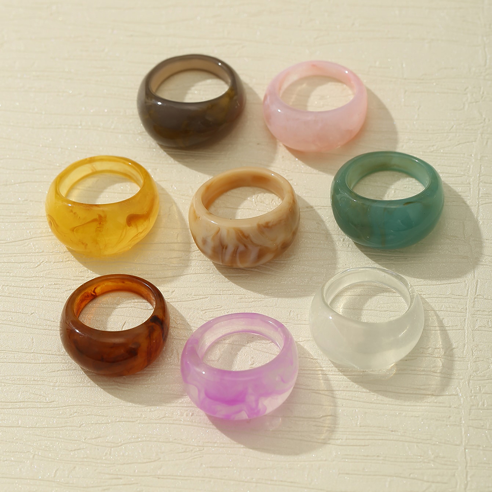 IF ME Bộ nhẫn   bằng nhựa trong suốt họa tiết trái cây dễ thương cho nữ