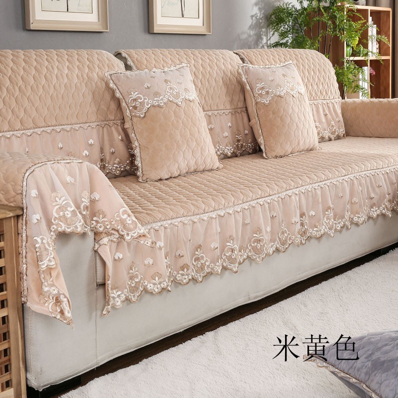 Vỏ Bọc Đệm Ghế Sofa Bằng Vải Nhung Pha Lê Không Trượt Phong Cách Châu Âu Đơn Giản