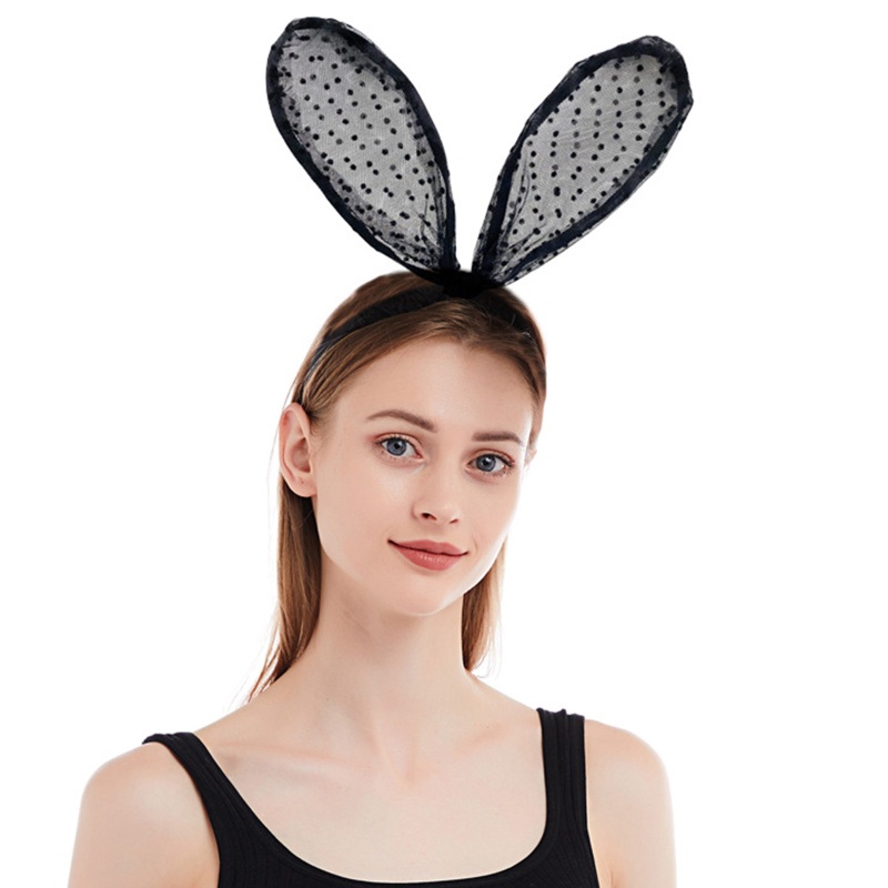 Băng Đô Tai Thỏ Họa Tiết Chấm Bi Phối Ren Hóa Trang Phục Sinh Dành Cho Người Lớn