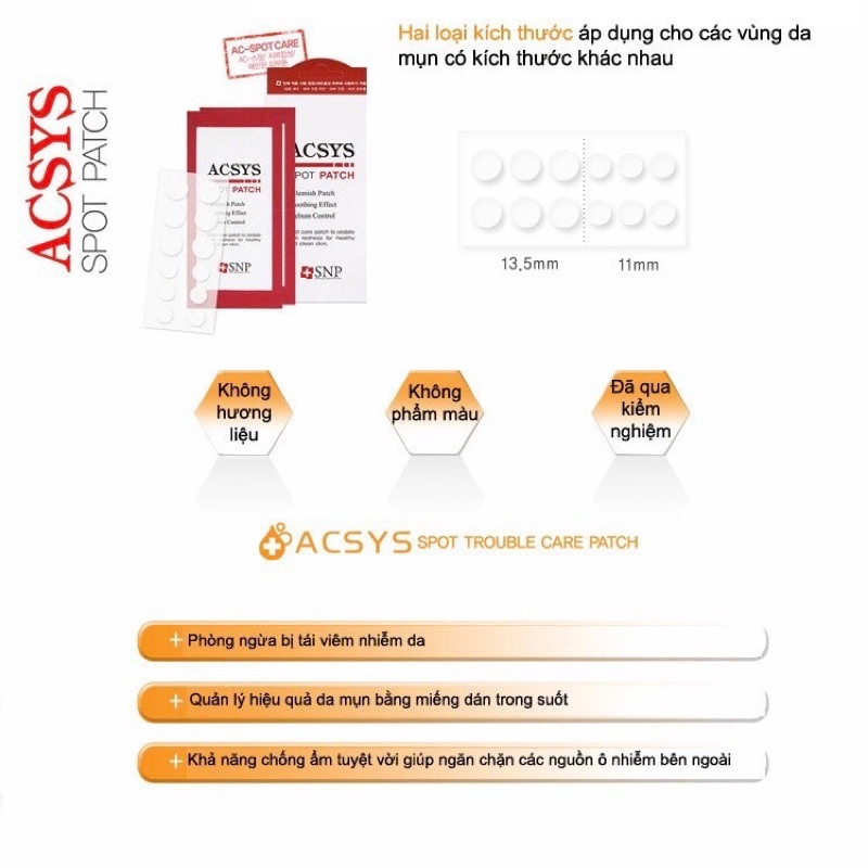 Miếng dán mụn ACSYS SNP 72 miếng - mỹ phẩm chính hãng Hàn Quốc