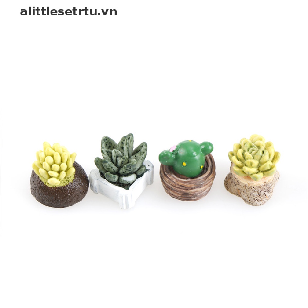 Bộ 4 Mô Hình Resin Thu Nhỏ Dùng Trang Trí Vườn DIY