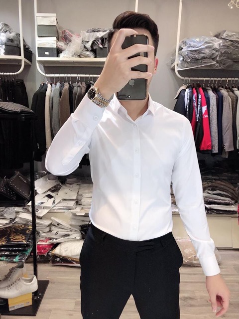 Áo sơ mi nam form slimfit. Chất vải đẹp. Hàng k nhăn, không xù, không bay màu. Lên dáng cực tôn dáng