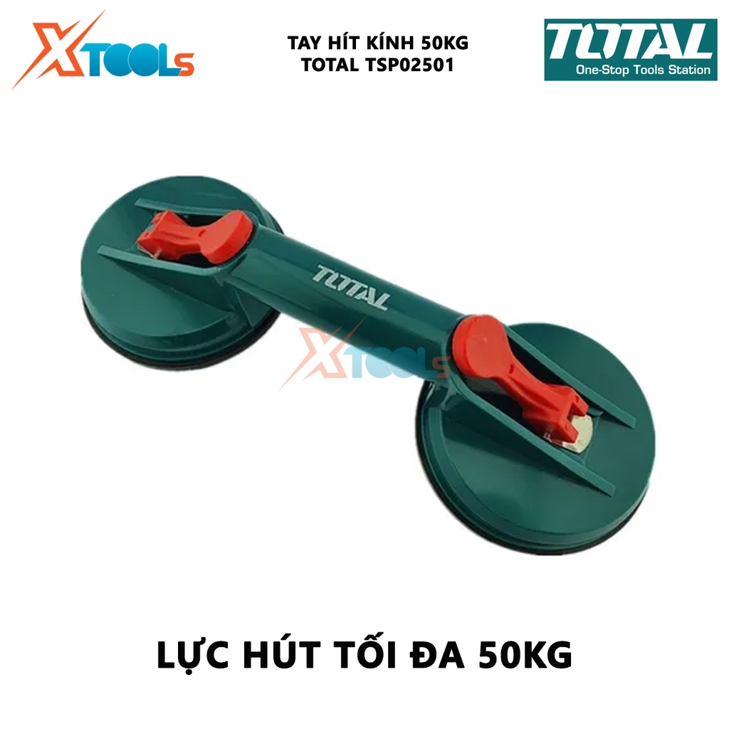 Giác hút kính 2 đầu TOTAL TSP02501 115mm giác hút chân không nhựa ABS siêu bền trọng lượng nâng kính tối đa 50kg  [CHÍNH