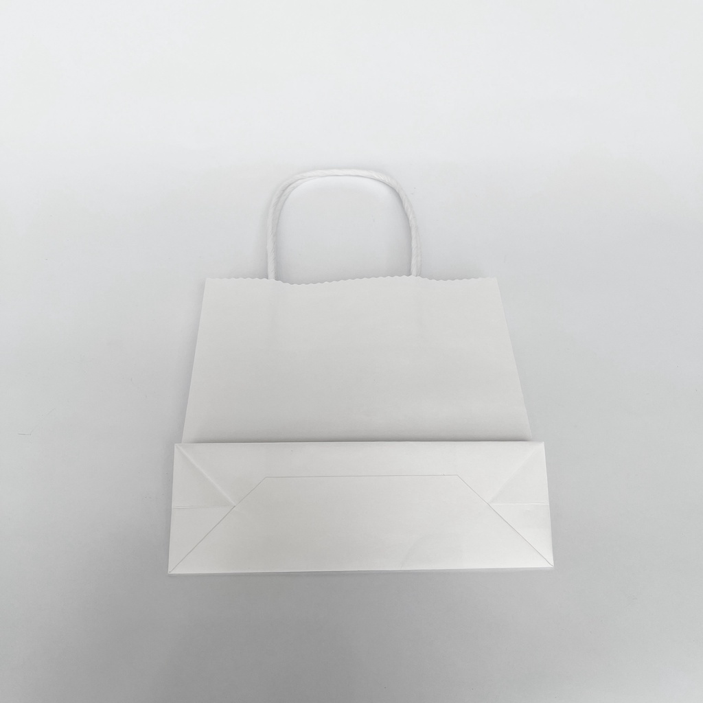 Túi giấy mini đựng quà kraft trắng có quai viền răng cưa kích thước 15x15x5cm