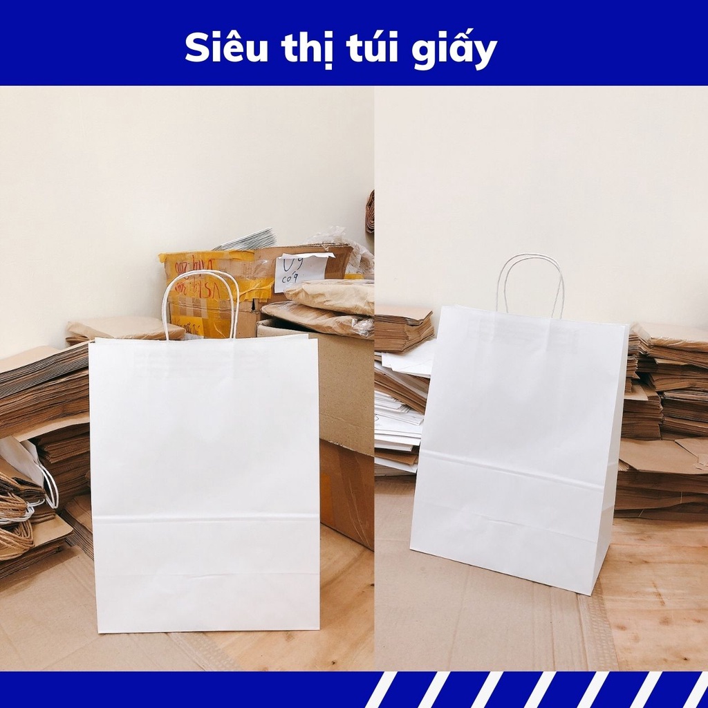 COMBO 100 CHIẾC TÚI GIẤY KRAFT XI MĂNG S6C: 33x17.5x43 cm CÓ QUAI ( ẢNH THẬT SHOP TỰ CHỤP)