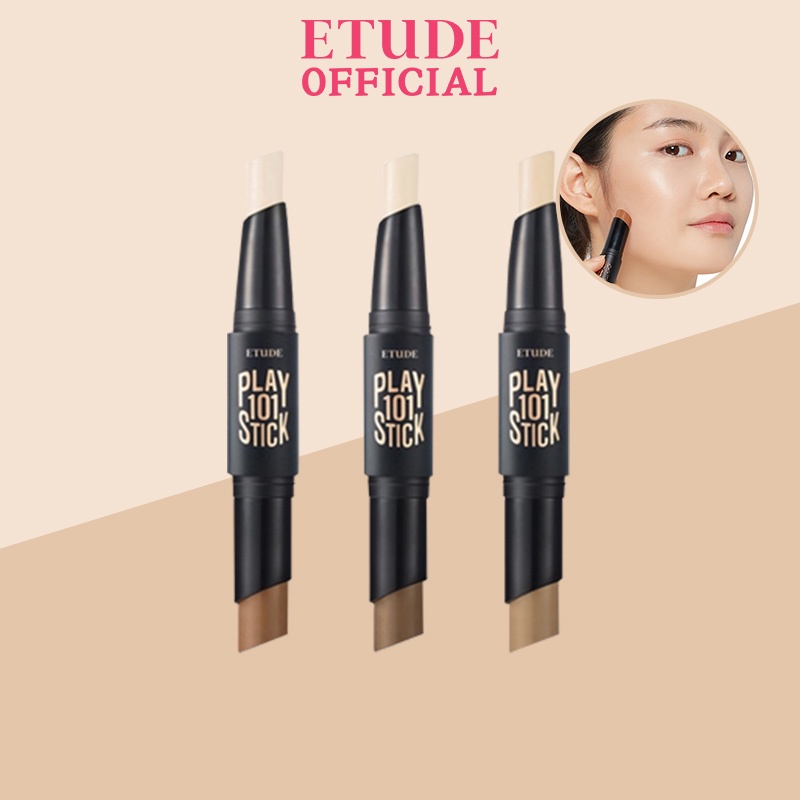 Thanh tạo khối 2 đầu tạo thu gọn gương mặt, trán, cánh mũi và bắt sáng sống mũi  ETUDE PLAY101.CONTOUR.DUO 5.8g