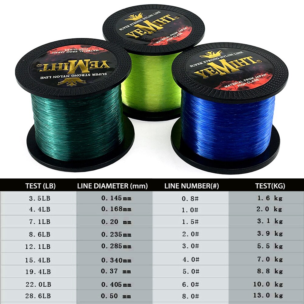 Cuộn Dây Câu Cá YEMIHT 1000M 0.8-8.0M Chất Lượng Cao