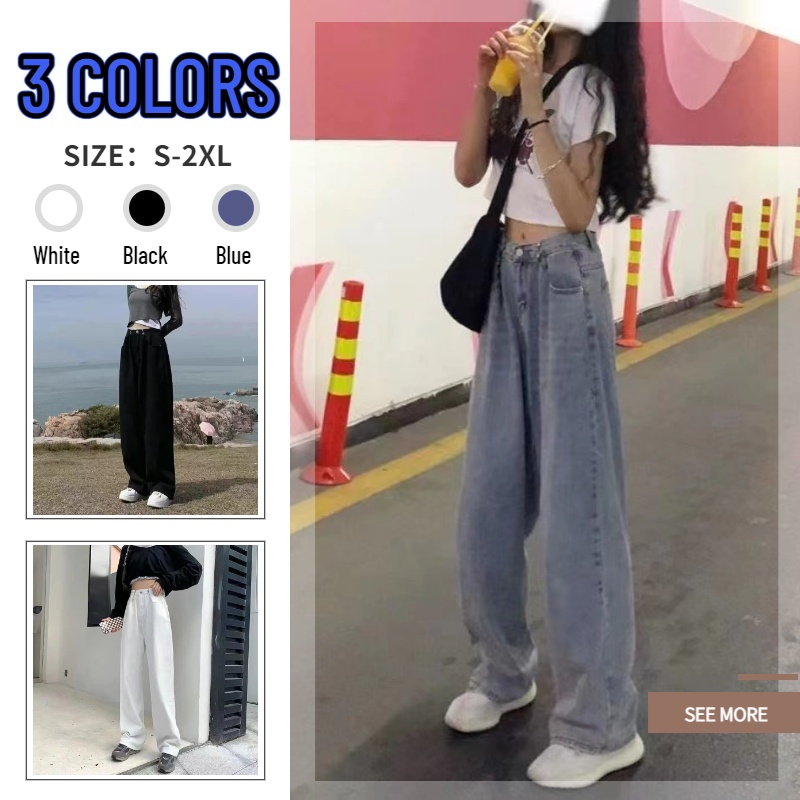 Quần jeans Nữ Ống Rộng Lưng Cao Thời Trang Hàn Mới