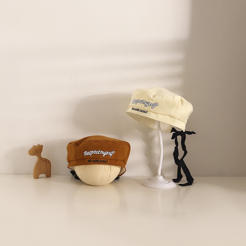 Mũ Beret Màu Trơn Thêu Chữ Phong Cách Nhật Bản Thời Trang Cho Bé