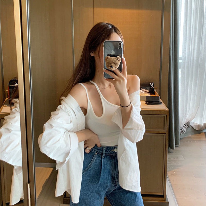 [CÓ SẴN] Áo croptop dệt kim sát nách thiết kế lệch vai quyến rũ thời trang Becky