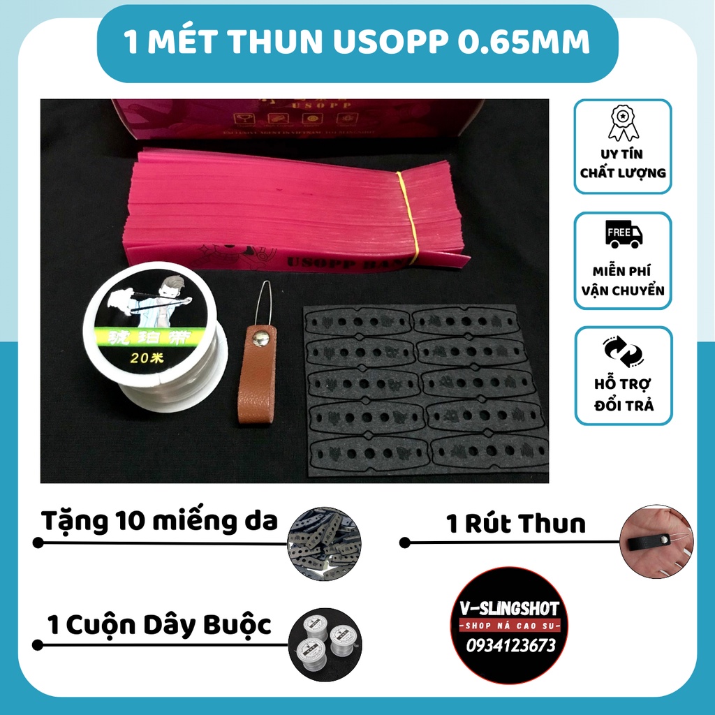 1 Mét Dây Usop V3 0.65mm Hồng (Cắt Sẵn Theo Yêu Cầu Ná Cao Su Precise)