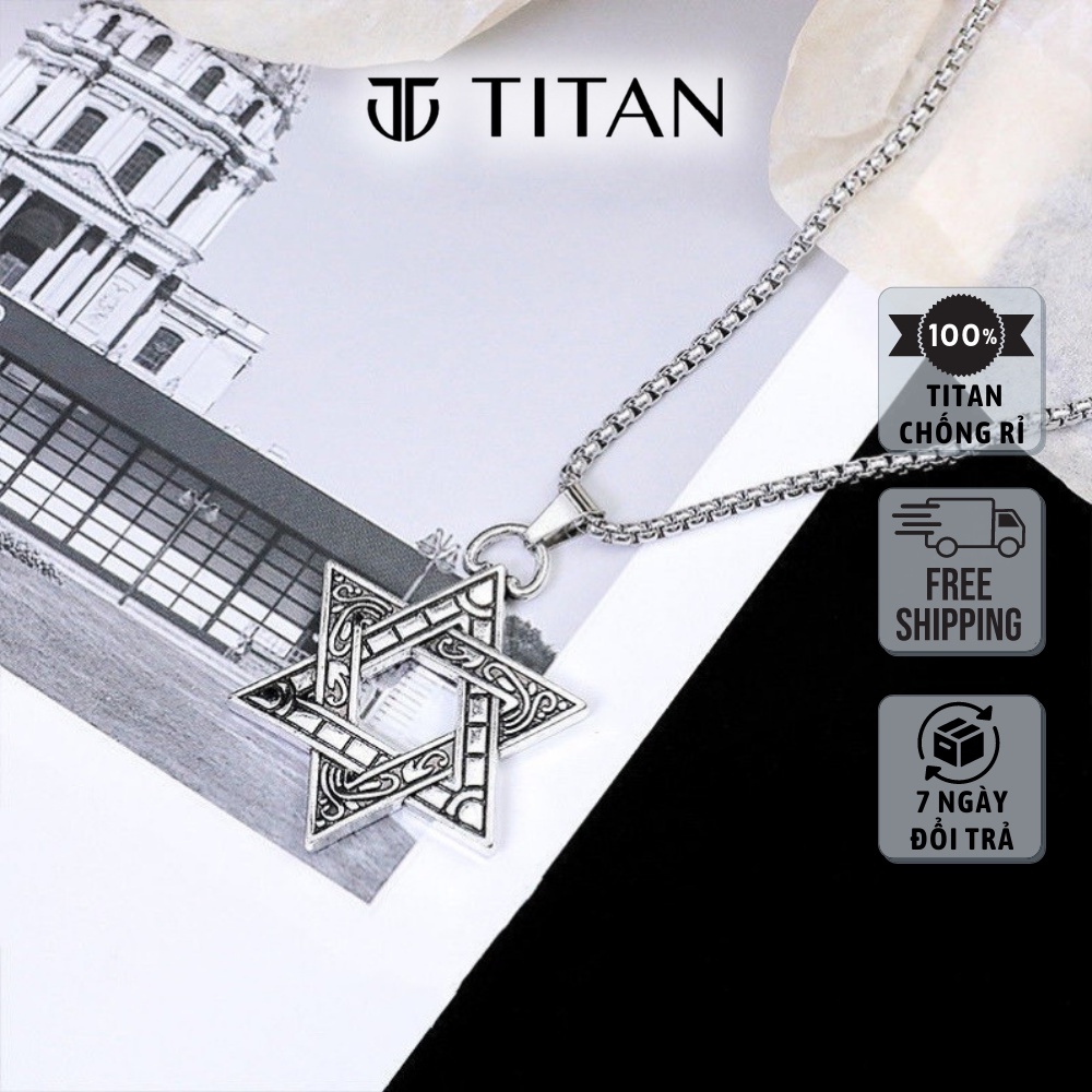 Dây chuyền nam nữ thời trang, vòng cổ Ngôi Sao 6 cánh hipHop TITAN Shop, màu đẹp như bạc 925 chất liệu Titan không gỉ