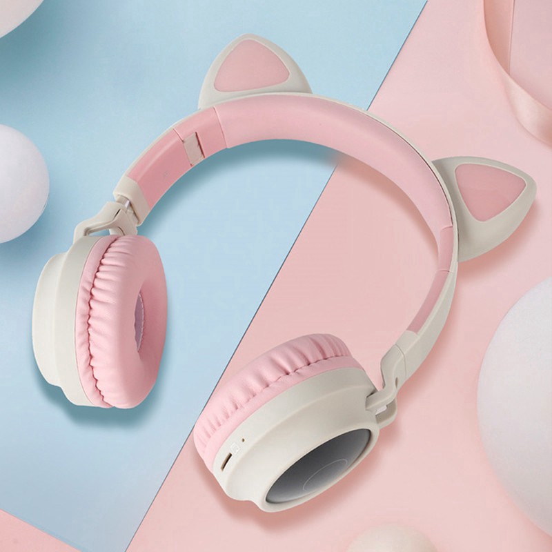 Tai Nghe Bluetooth Không Dây Hình Tai Mèo Dễ Thương