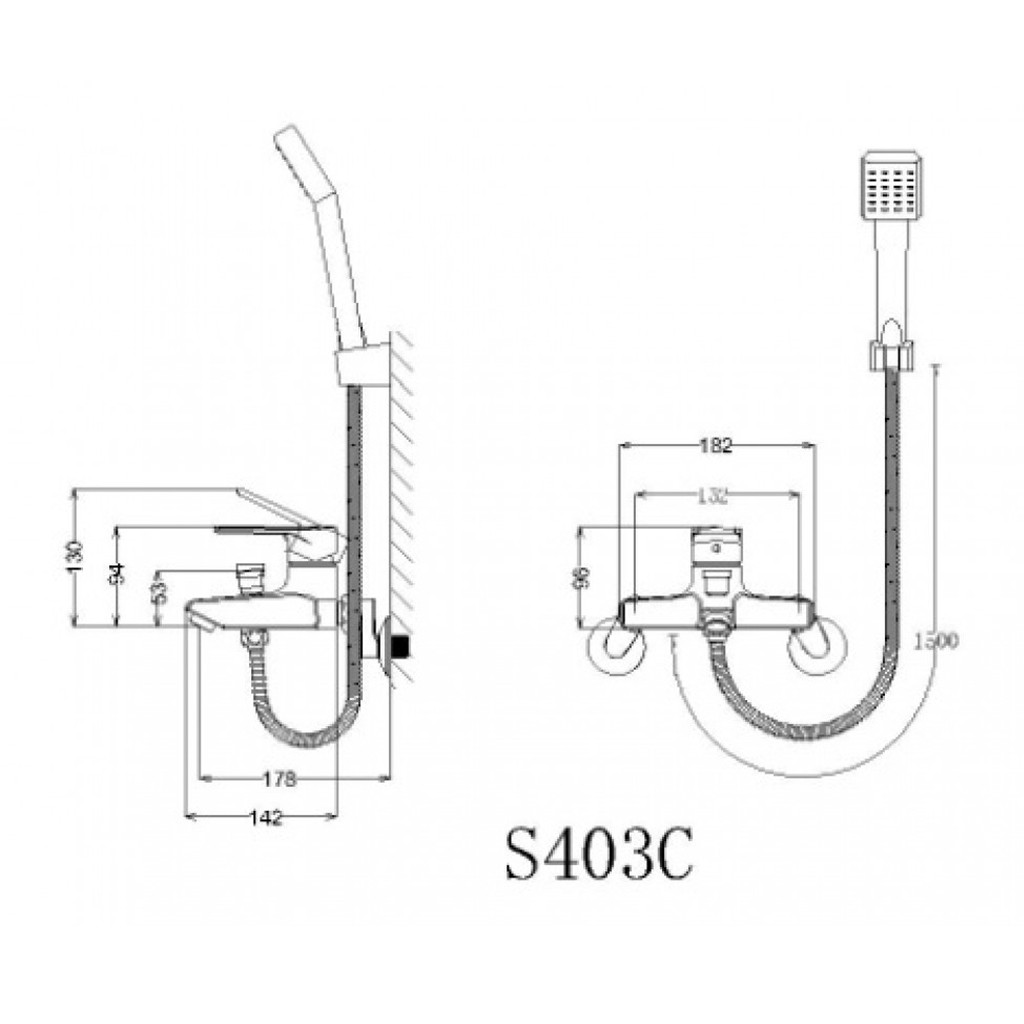 Vòi sen tắm nóng lạnh CAESAR S403C, bao gồm luôn dây tay sen