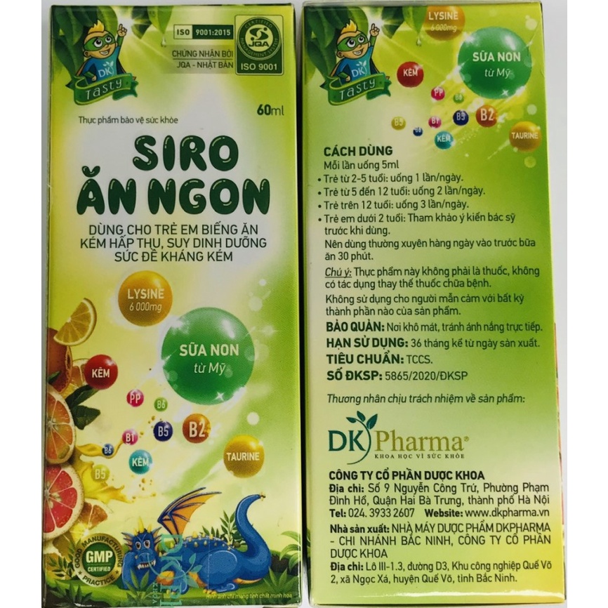 Polikid | Siro Ăn Ngon TASTY - Cho bé Ăn ngon, Kích thích vị giác, Tăng cường hấp thụ - Dkpharma