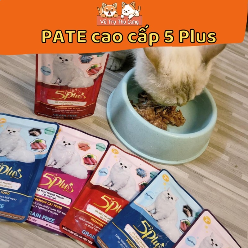 Pate cao cấp 5 PLUS Cho mèo mọi lứa tuổi 70gram, thức ăn ướt cho mèo 5PLUS